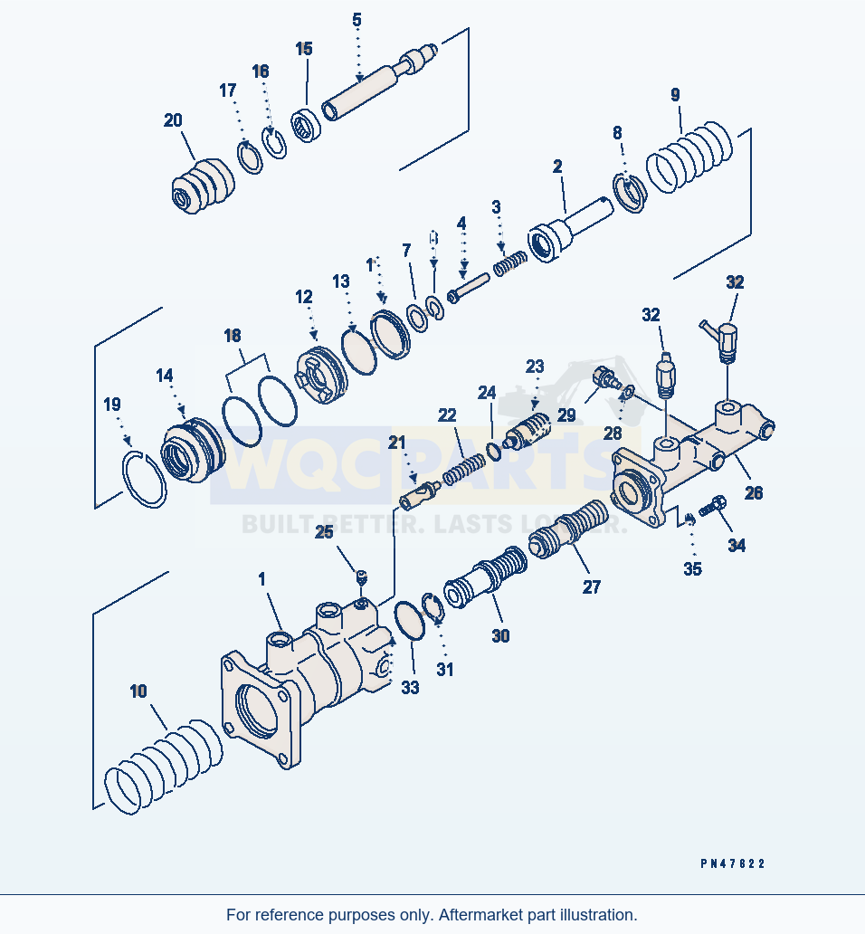 Komatsu WA250-3 Brake Booster Cylinder(#50001-) parts diagram