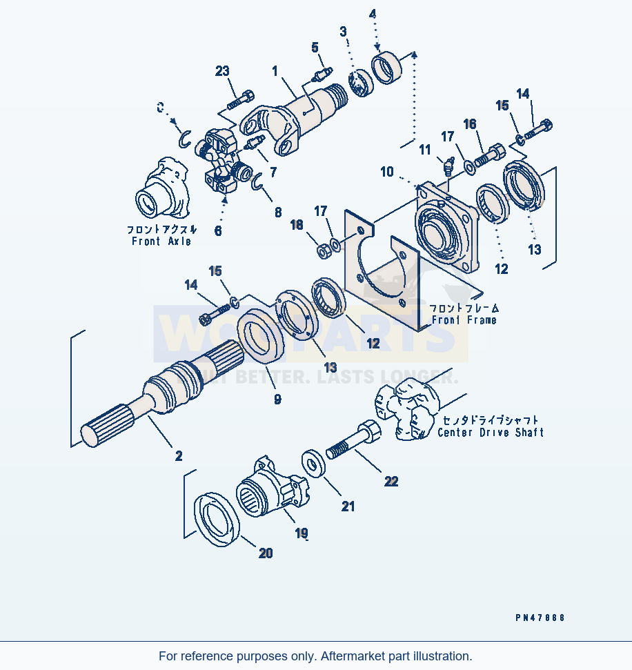Komatsu WA250-3 Drive Shaft (Front)(#50001-) parts diagram