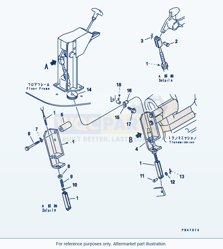 Komatsu WA250-3 Parking Brake Control Linkage(#50001-) parts diagram