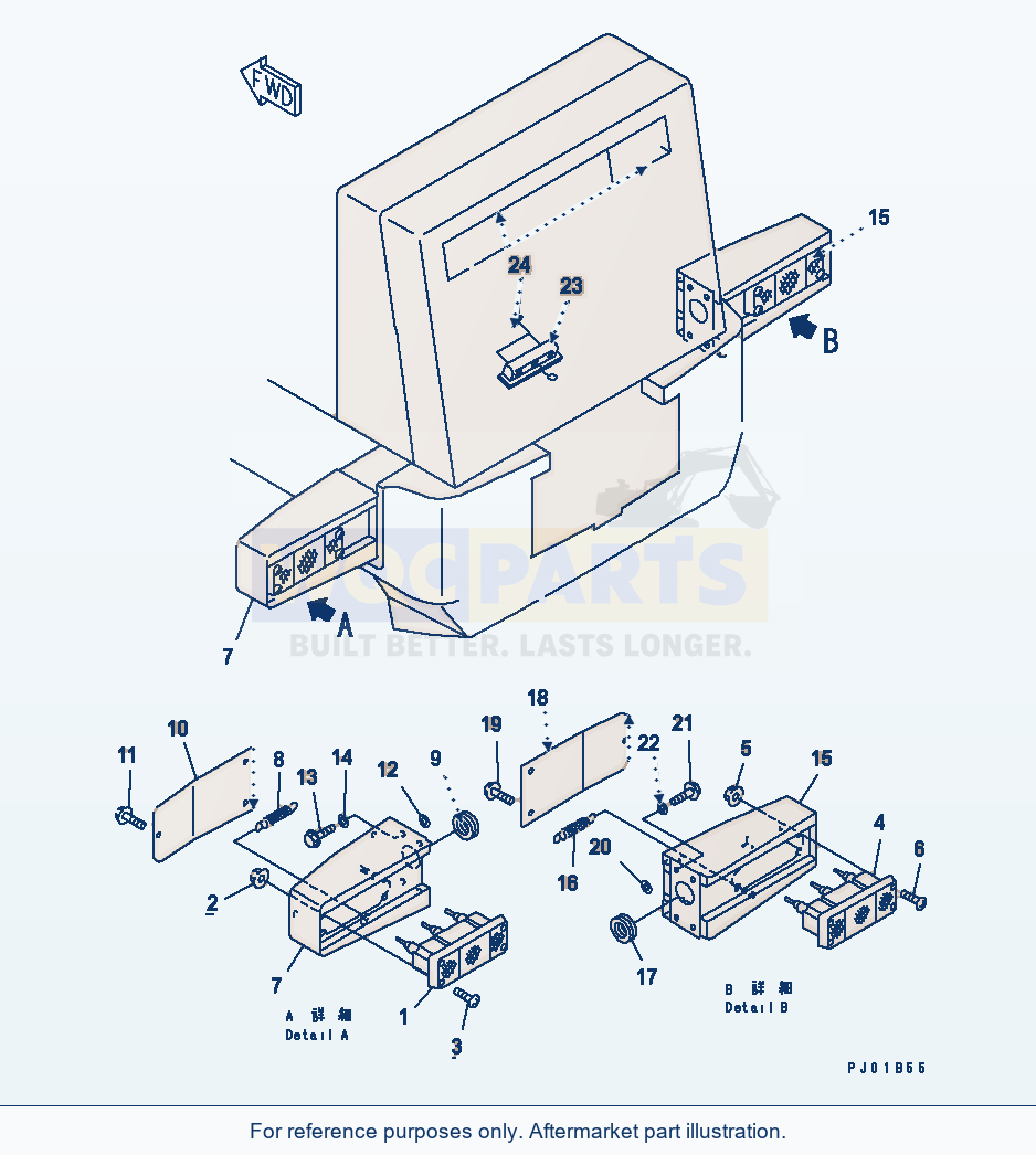 Komatsu WA250-3 Battery Box (Rear Lamp) Serial 65001-UP parts diagram