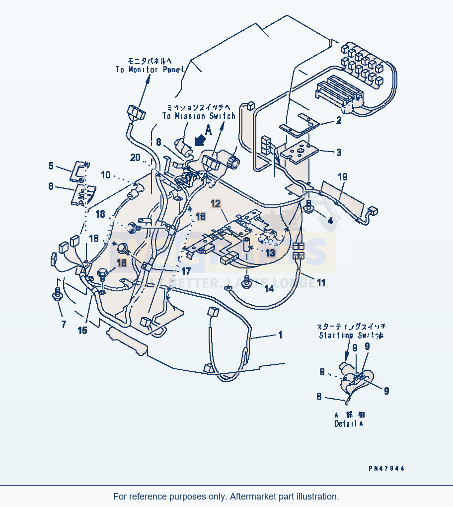 Komatsu WA250-3 Electrical System (Floor Line)(#50001-) parts diagram