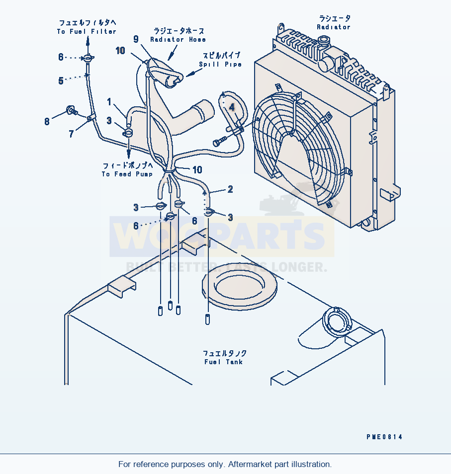 Komatsu WA250-3 Fuel Piping(#50001-) parts diagram