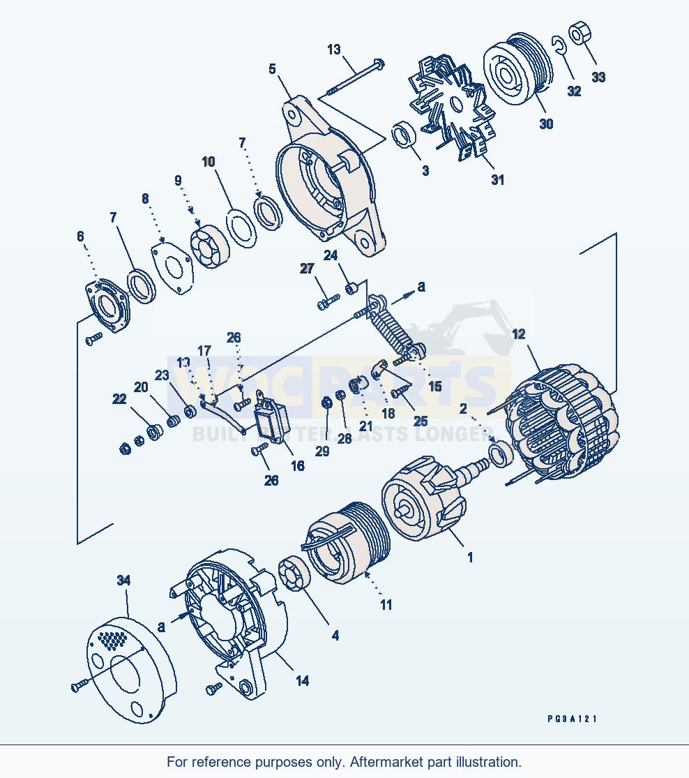 Komatsu WA250-3 Alternator (50A) (Inner Parts)(#26239268-) parts diagram