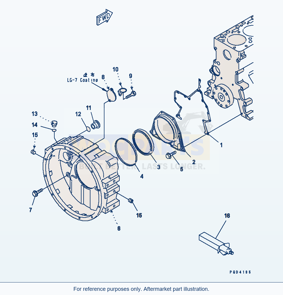 Komatsu WA250-3 Flywheel Housing(#26239106-26264142) parts diagram