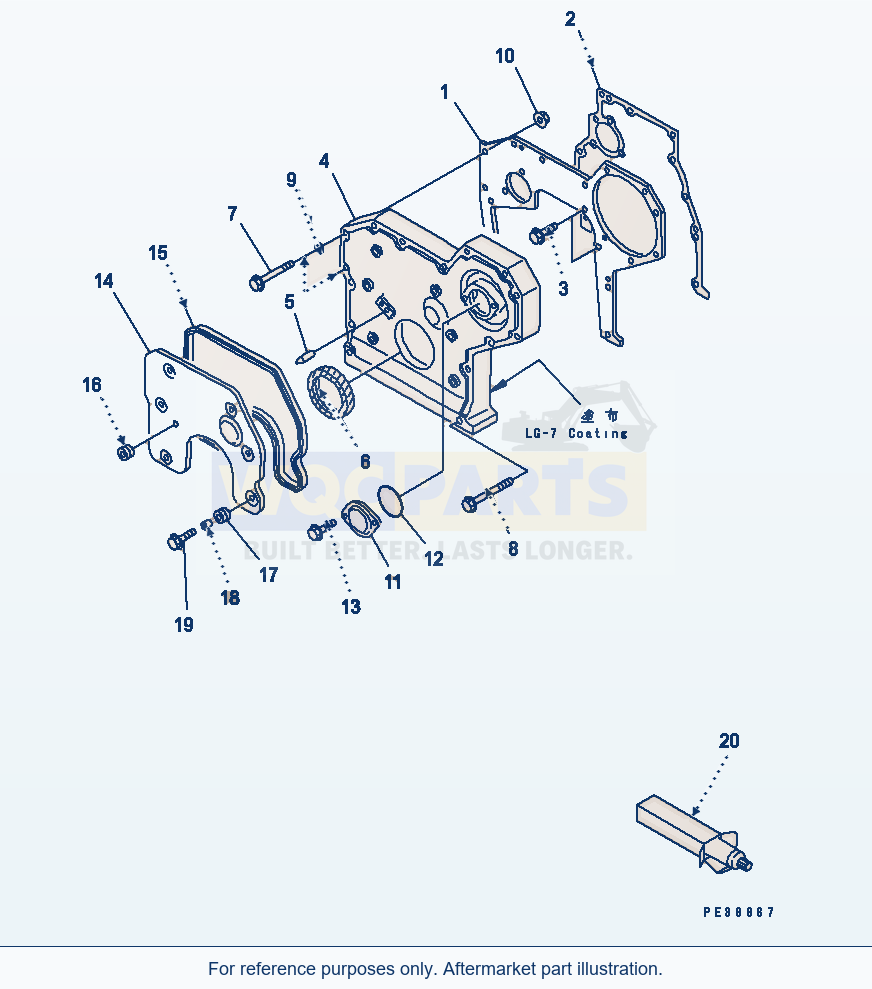 Komatsu WA250-3 Front Cover parts diagram