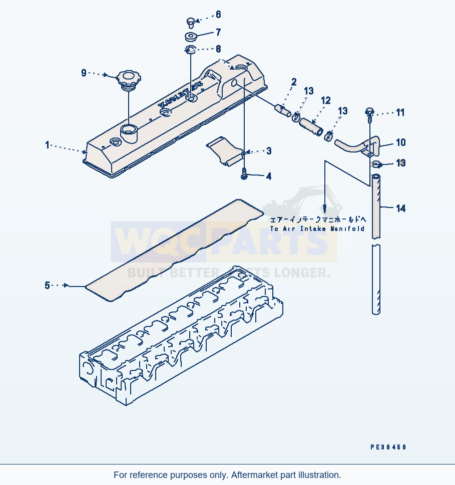 Komatsu WA250-3 Head Cover parts diagram