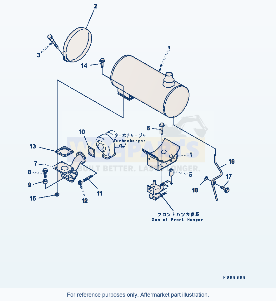 Komatsu WA250-3 Muffler parts diagram
