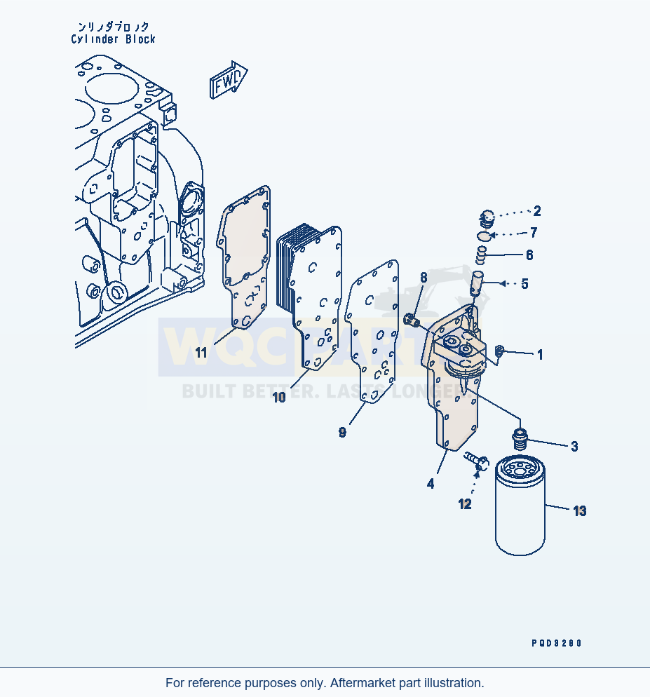 Komatsu WA250-3 Oil Cooler And Oil Filter(#26200467-) parts diagram