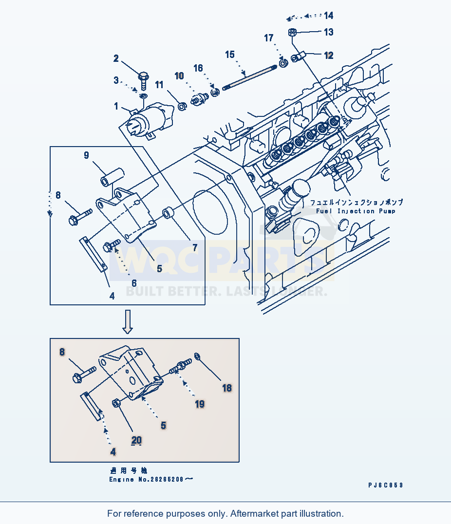 Komatsu WA250-3 Stop Solenoid(#26200467-) parts diagram