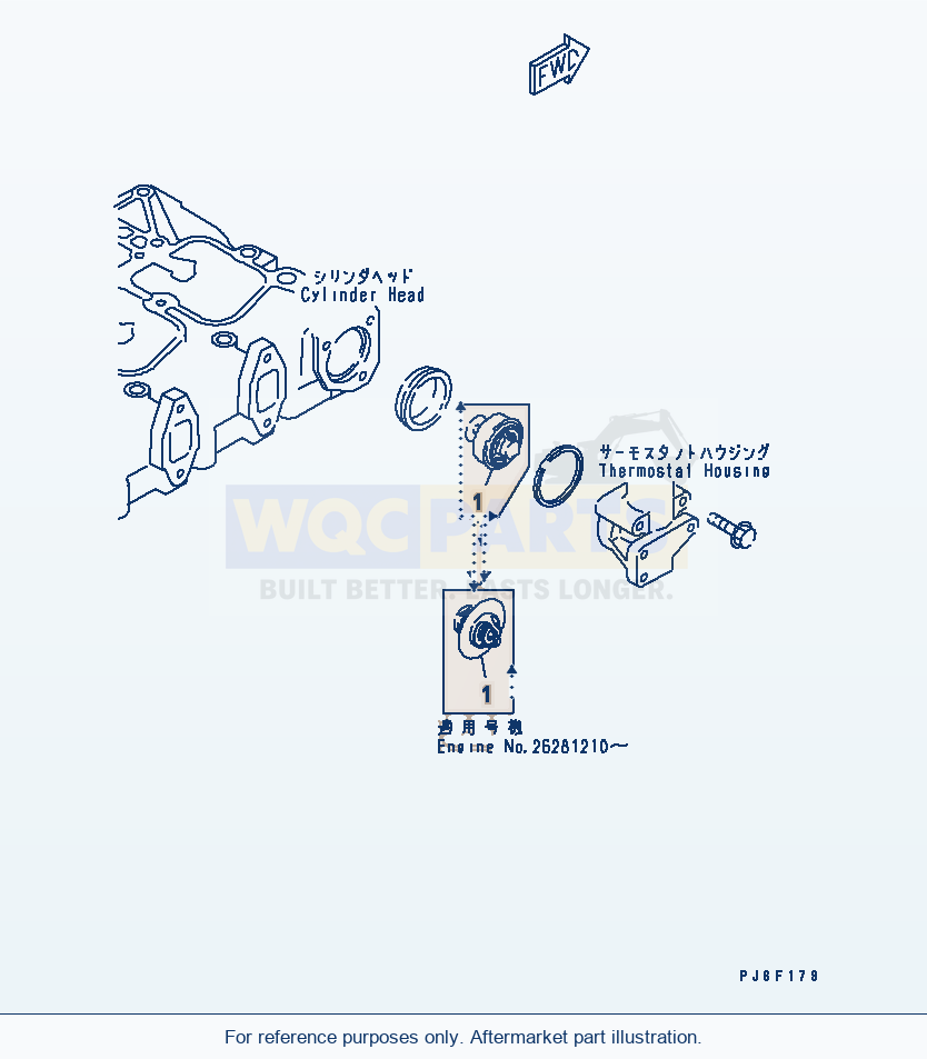 Komatsu WA250-3 Thermostat(#26295763-) parts diagram