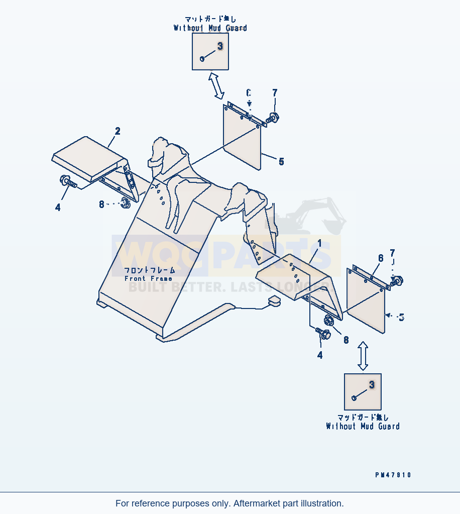 Komatsu WA250-3 Front Fender(#50001-) parts diagram