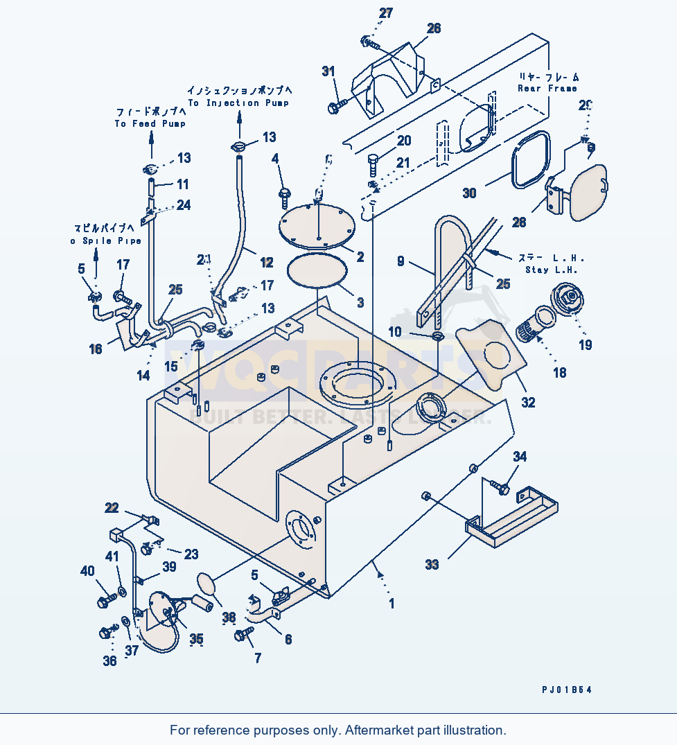 Komatsu WA250-3 Fuel Tank Serial 53001-UP parts diagram