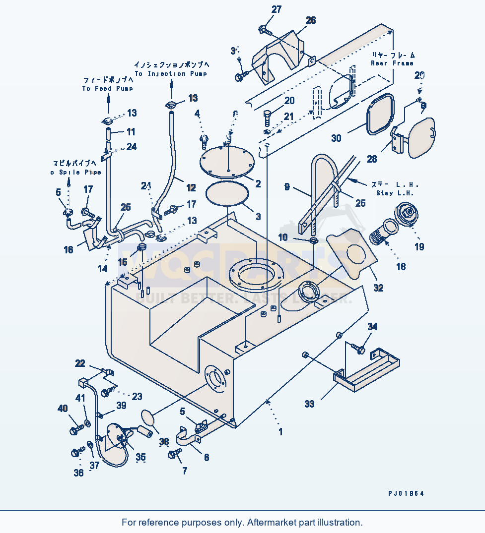Komatsu WA250-3 Fuel Tank Serial 65001-UP parts diagram