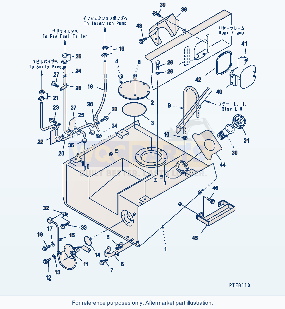 Komatsu WA250-3 Fuel Tank (With Pre Filter) parts diagram