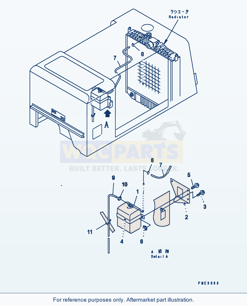 Komatsu WA250-3 Bulkhead (Radiator Piping) Serial 53001-UP parts diagram