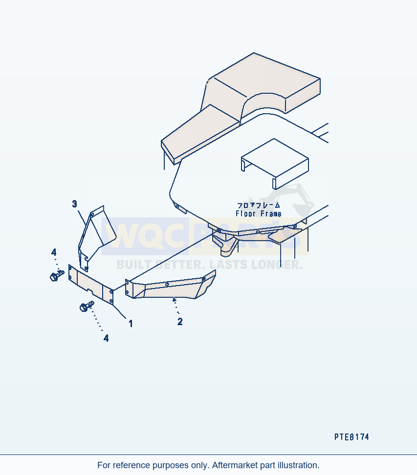 Komatsu WA250-3 Floor Cover Serial 53001-UP parts diagram