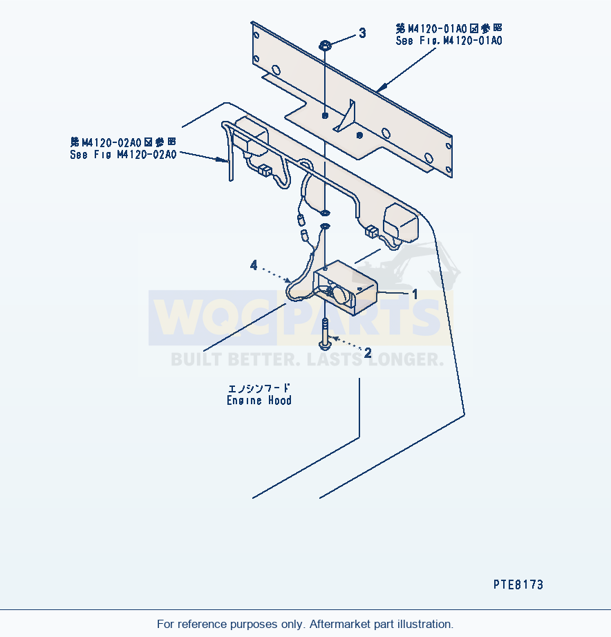Komatsu WA250-3 Radiator Guard (Back-Up Alarm) parts diagram