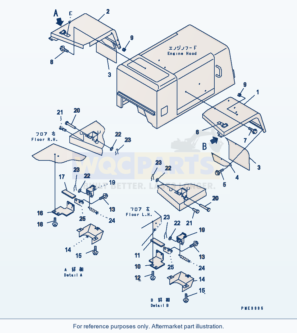 Komatsu WA250-3 Rear Fender (Full Fender) parts diagram