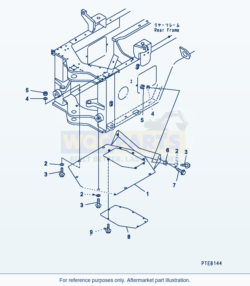 Komatsu WA250-3 Bar Lock And Cover (Power Train Guard) parts diagram