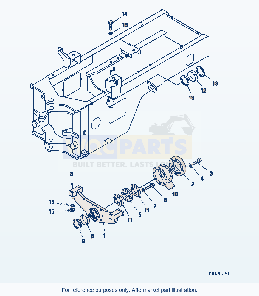 Komatsu WA250-3 Rear Axle Support Serial 65001-UP parts diagram