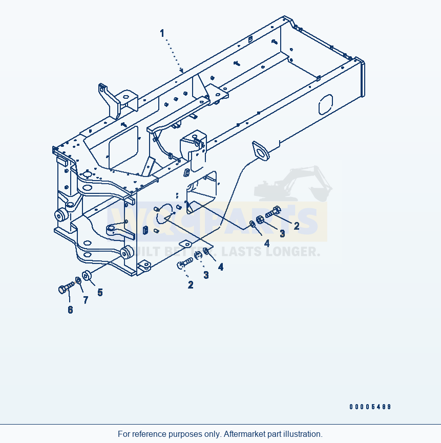 Komatsu WA250-3 Rear Frame (For Super Silent Spec.) parts diagram