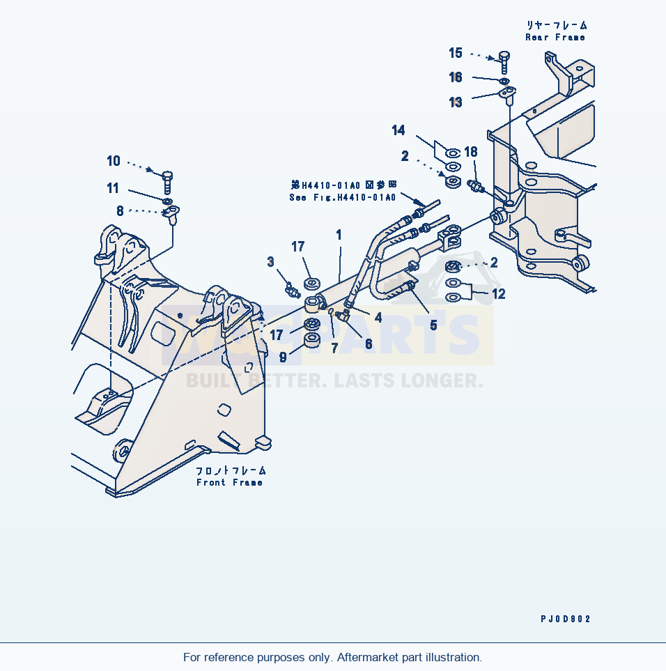 Komatsu WA250-3 Steering Cylinder (With Auto Grease) parts diagram