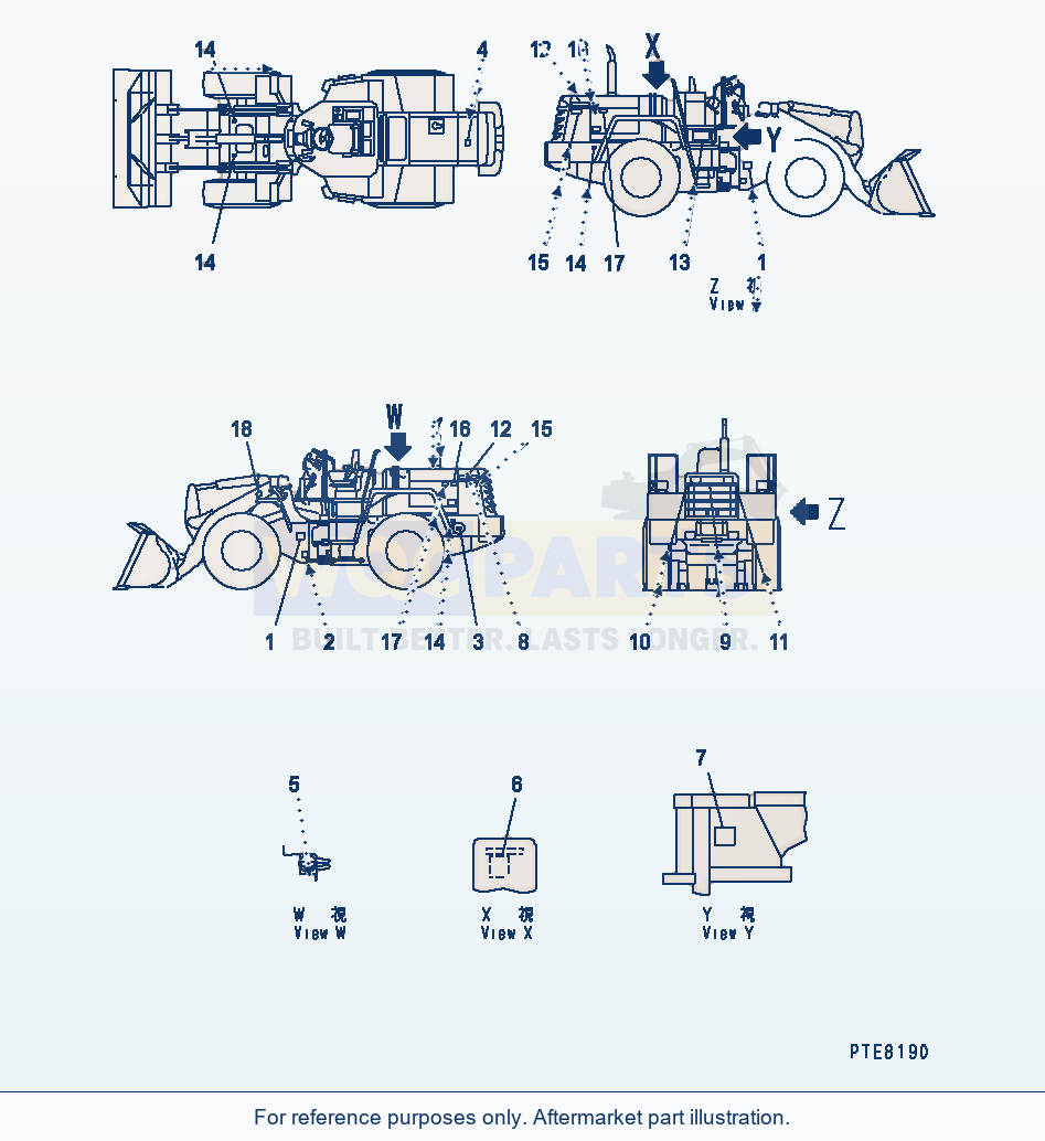 Komatsu WA250-3 Marks And Plates (English)(#53001-53388) parts diagram