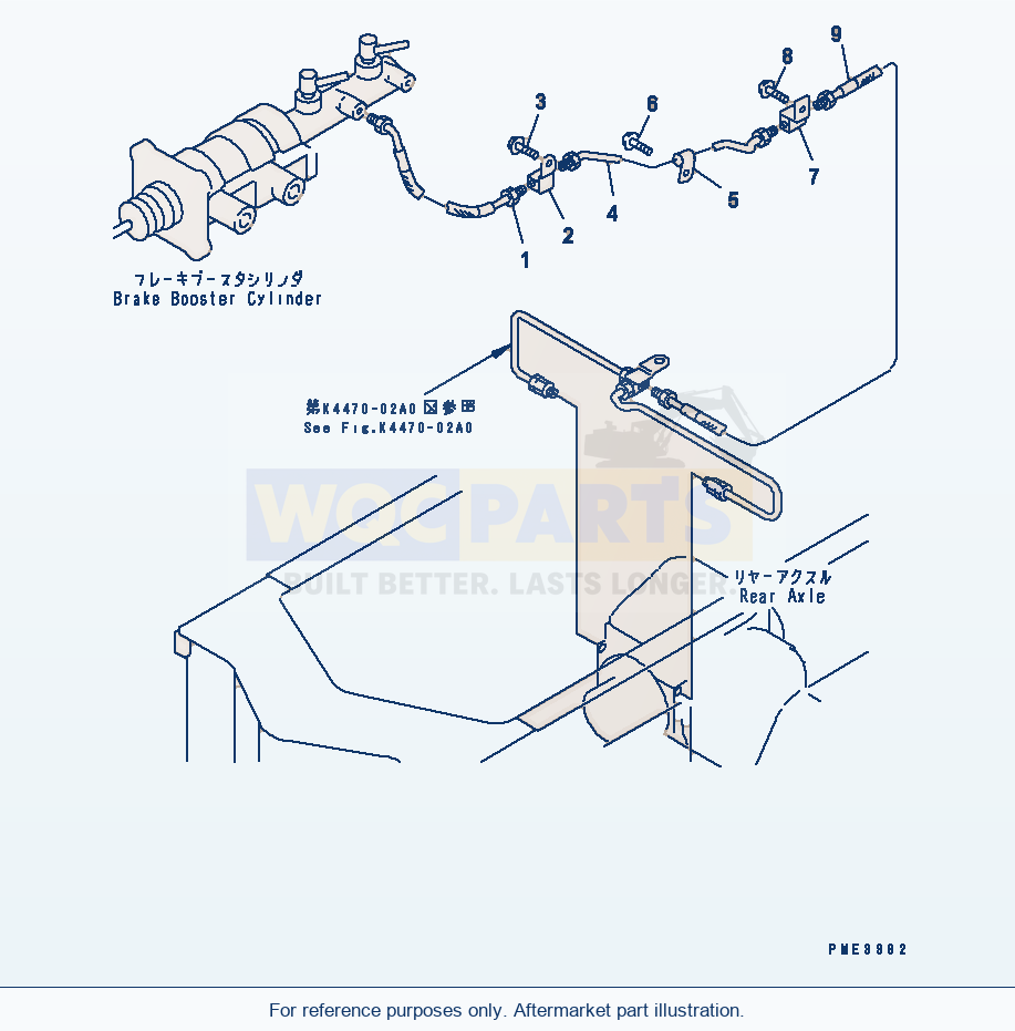 Komatsu WA250-3 Brake Control (Rear Brake Line) Serial 53001-UP parts diagram