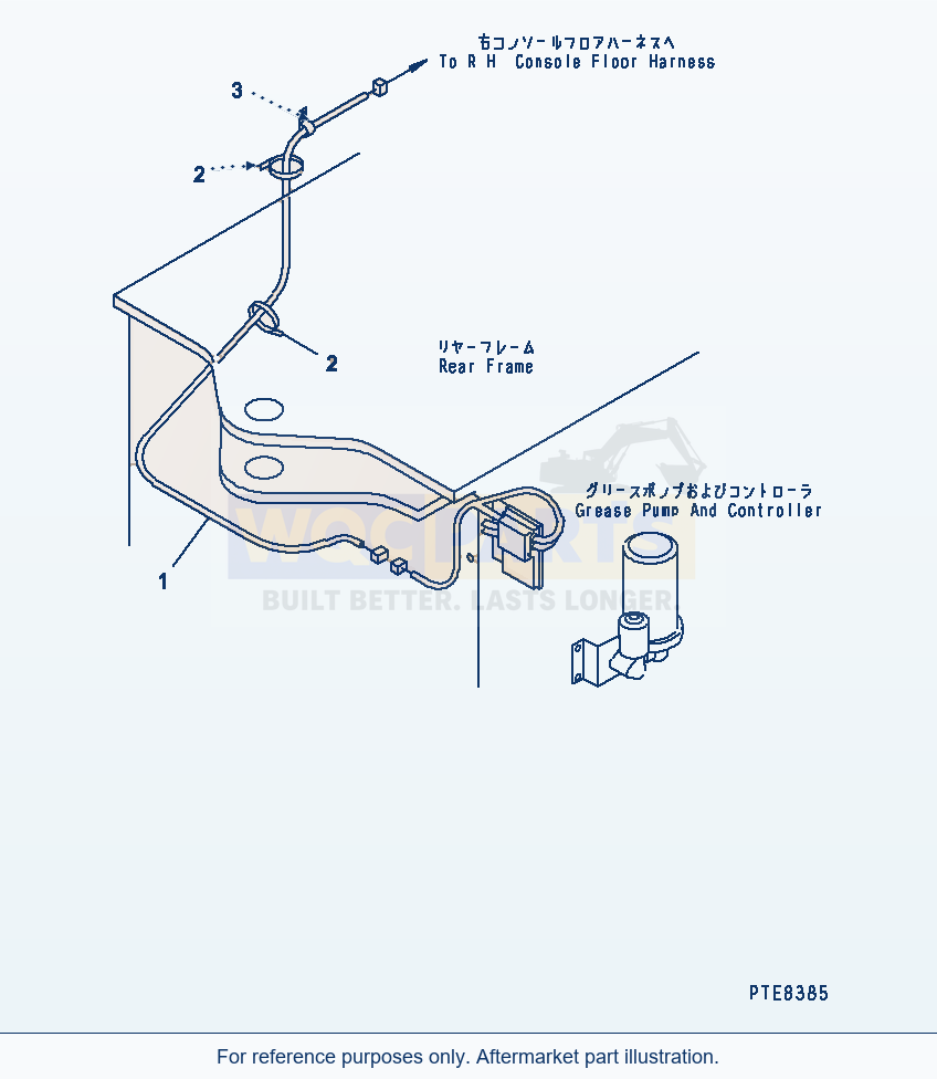 Komatsu WA250-3 Floor Harness (Auto Grease Line) parts diagram