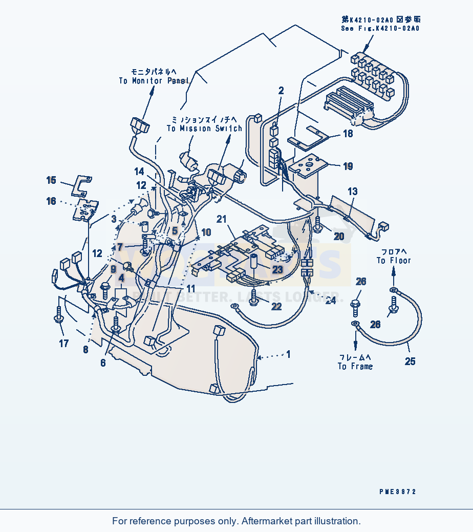 Komatsu WA250-3 Floor Harness (Floor Line) (With Cab) parts diagram