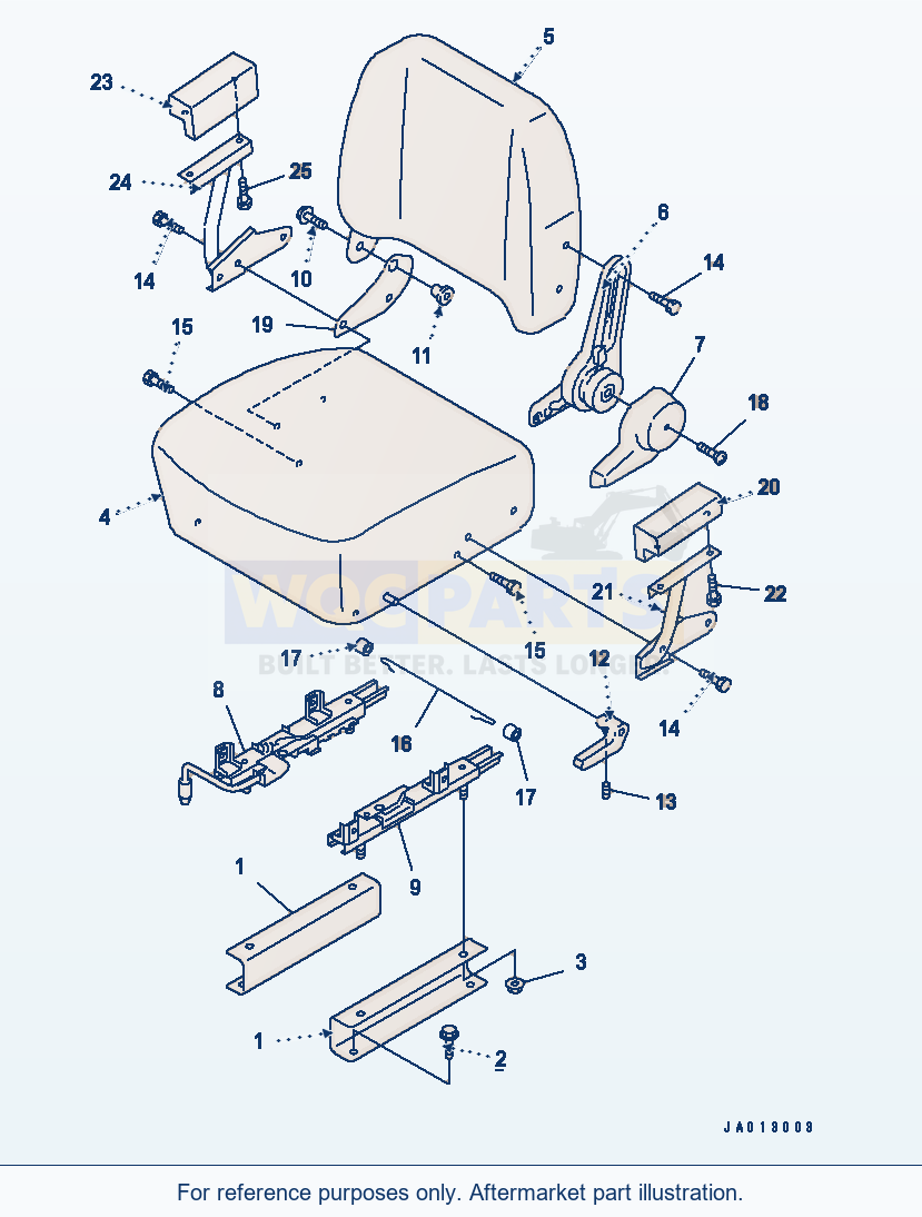 Komatsu WA250-3 Operator'S Seat Serial 53001-UP parts diagram