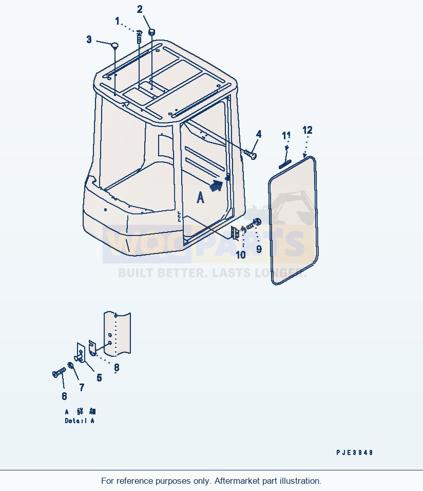 Komatsu WA250-3 Rops Cab (Cap And Door Lock) Serial 53001-UP parts diagram