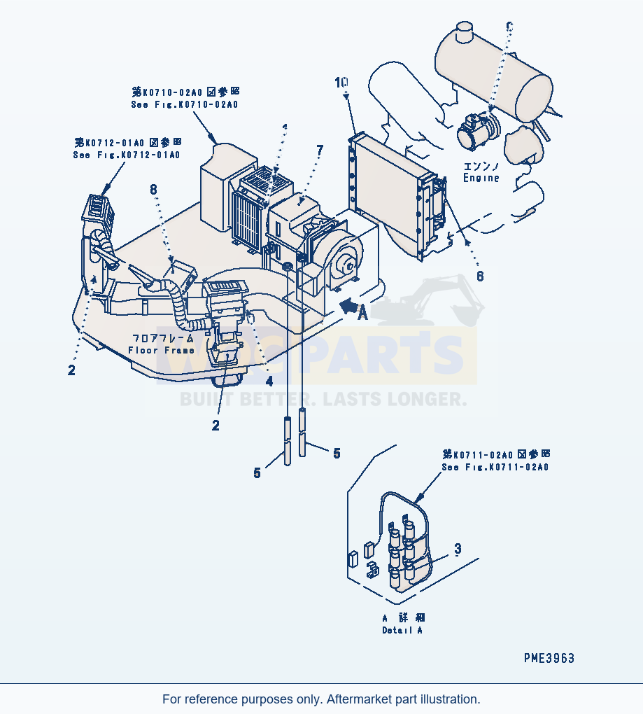 Komatsu WA250-3 Air Conditioner (With Cab) Serial 65001-UP parts diagram