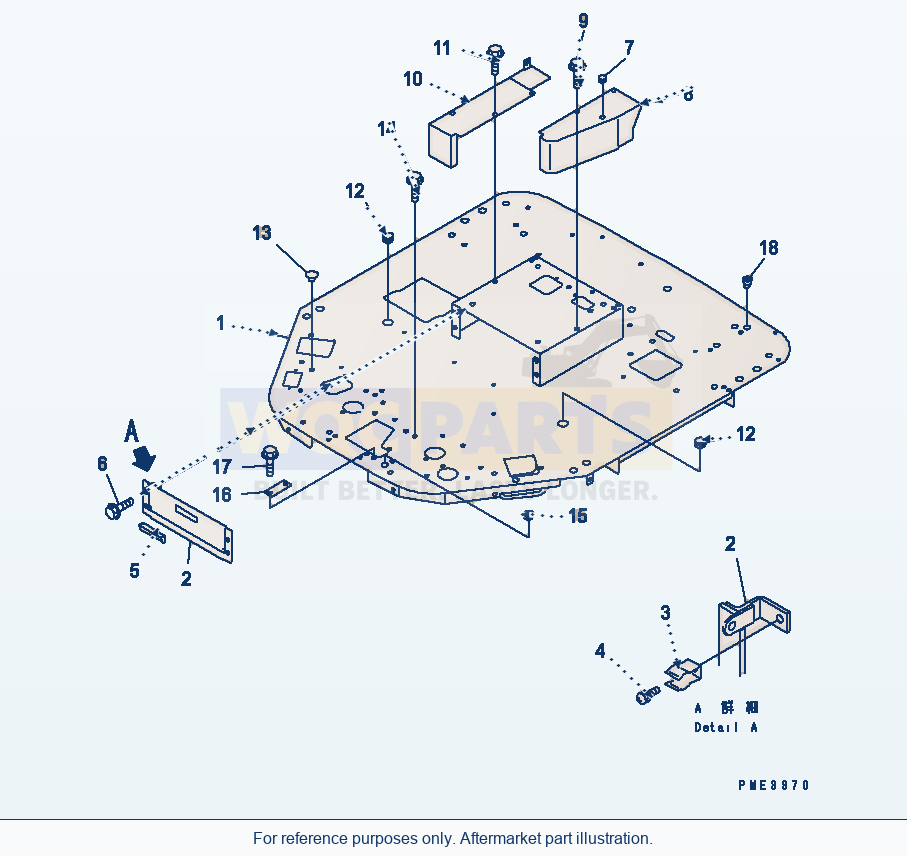 Komatsu WA250-3 Floor (With Rops Cab) parts diagram