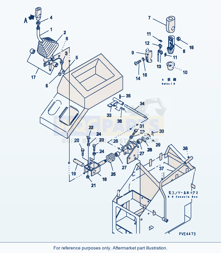 Komatsu WA250-3 Loader Control (Control Lever) Serial 65001-UP parts diagram
