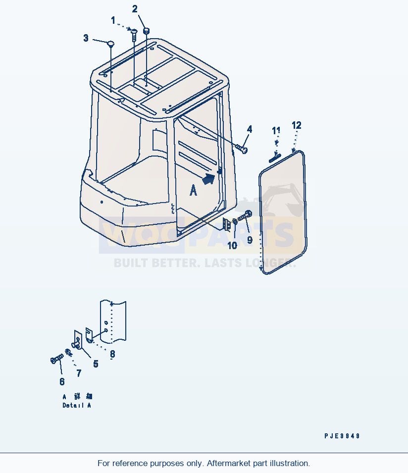 Komatsu WA250-3 Rops Cab (Cap And Door Lock) Serial 65001-UP parts diagram