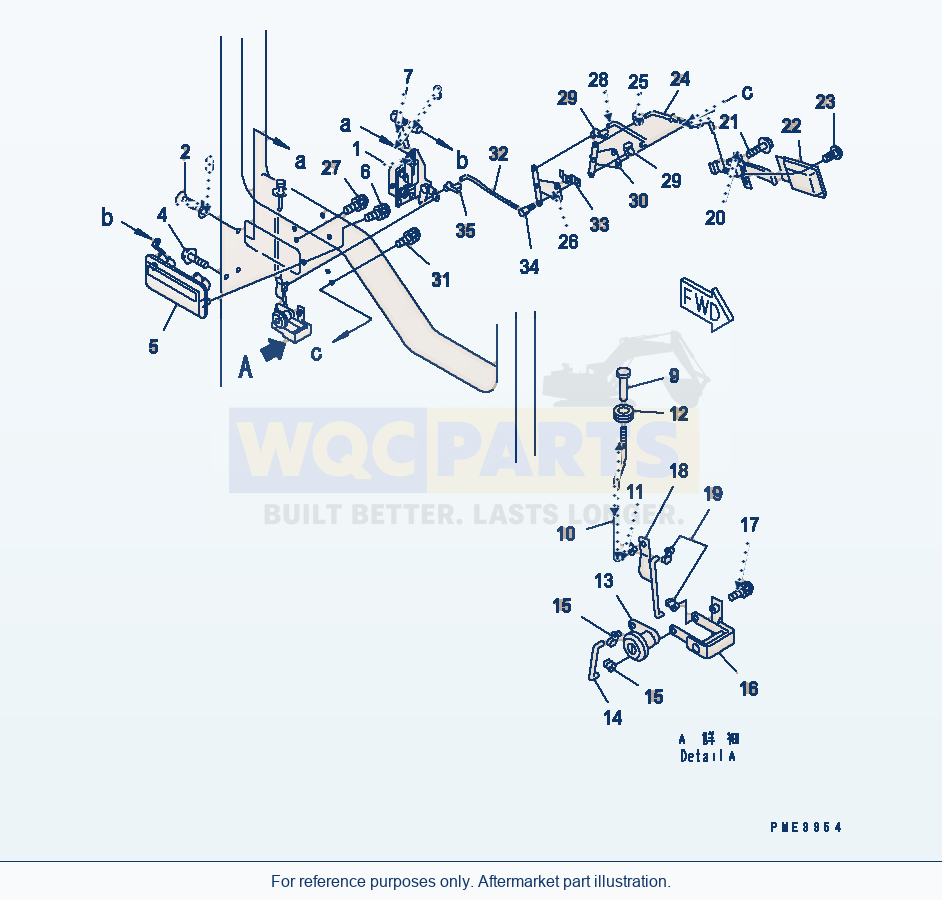 Komatsu WA250-3 Rops Cab (Door Lock, R.H.) Serial 65001-UP parts diagram