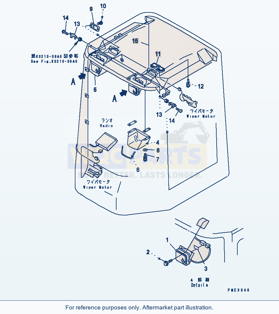 Komatsu WA250-3 Rops Cab (Electrical System) Serial 65001-UP parts diagram