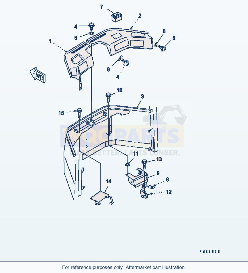 Komatsu WA250-3 Rops Cab (Front Interior Trim) Serial 65001-UP parts diagram