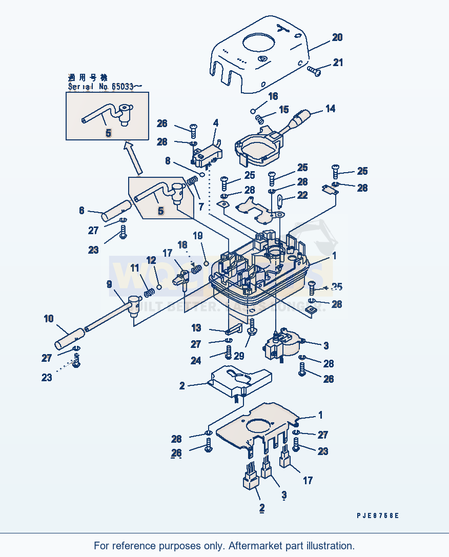 Komatsu WA250-3 Transmission Control Switch Serial 65001-UP parts diagram
