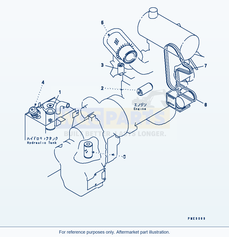 Komatsu WA250-3 Element And V-Belt parts diagram