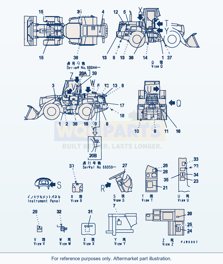 Komatsu WA250-3 Marks And Plates (With Cab) (Japanese)(#65041-) parts diagram