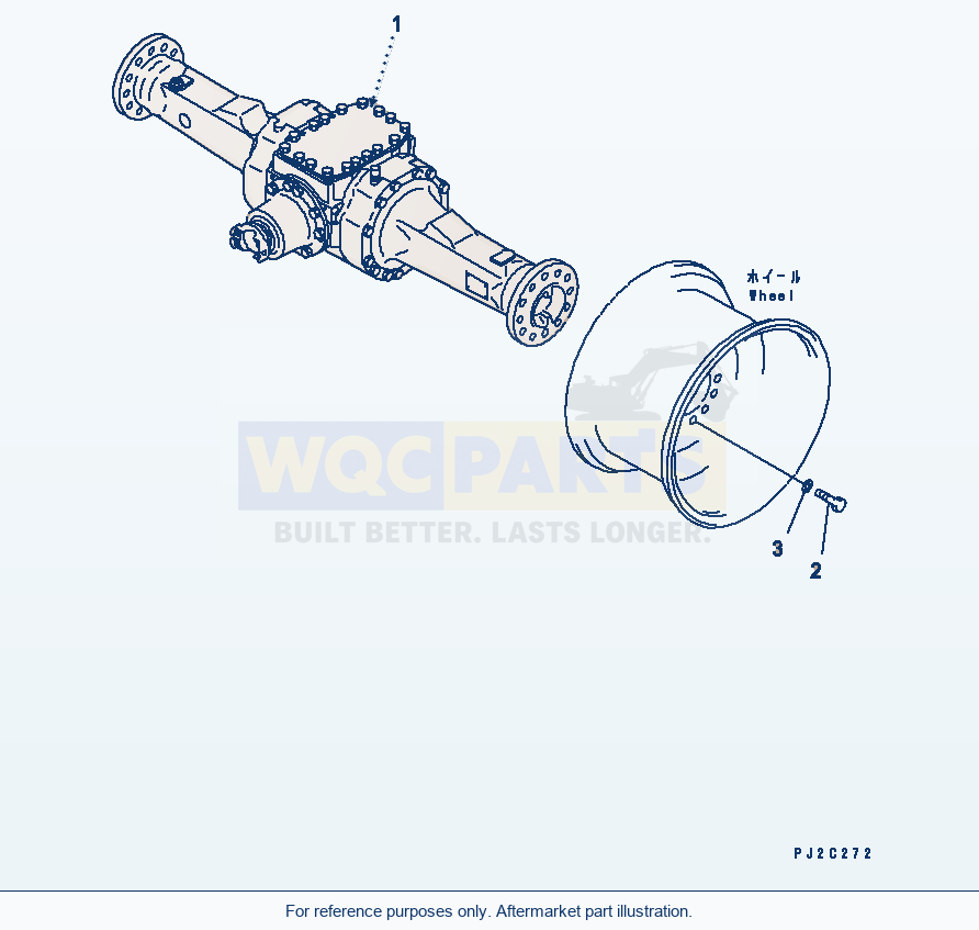 Komatsu WA250-3 Rear Axle (Mounting Parts) Serial 53001-UP parts diagram
