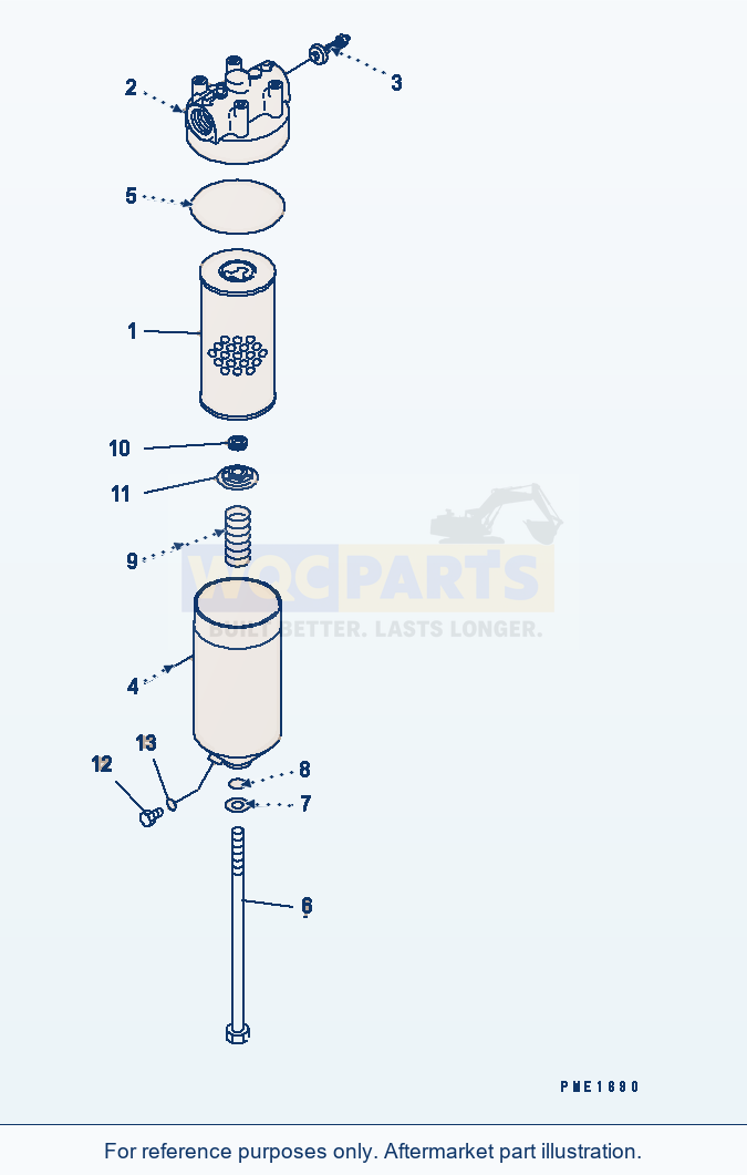 Komatsu WA250-3 Transmission Oil Filter(#53001-(77879)) parts diagram