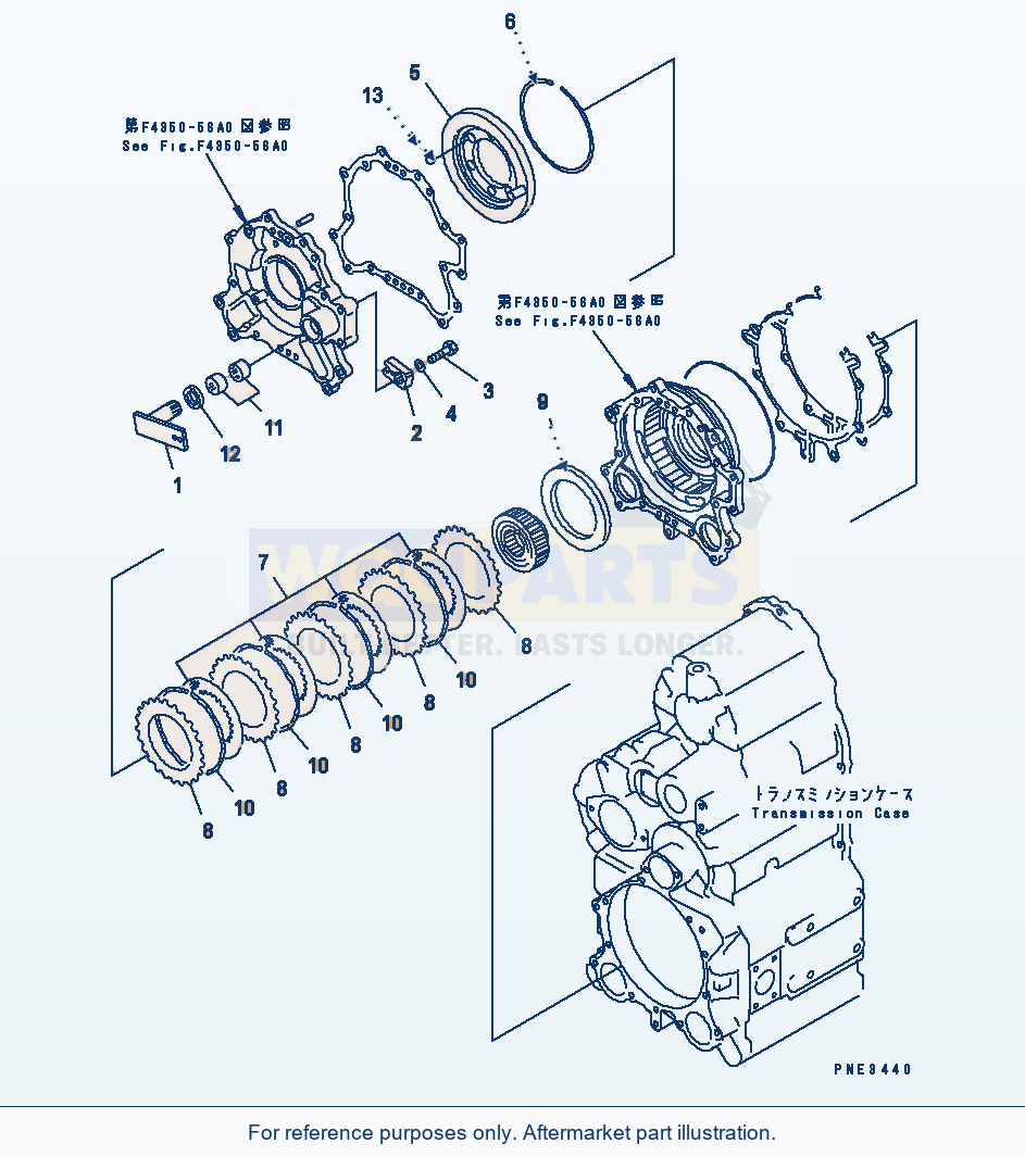 Komatsu WA250-3 Transmission (Parking Brake) Serial 53001-UP parts diagram