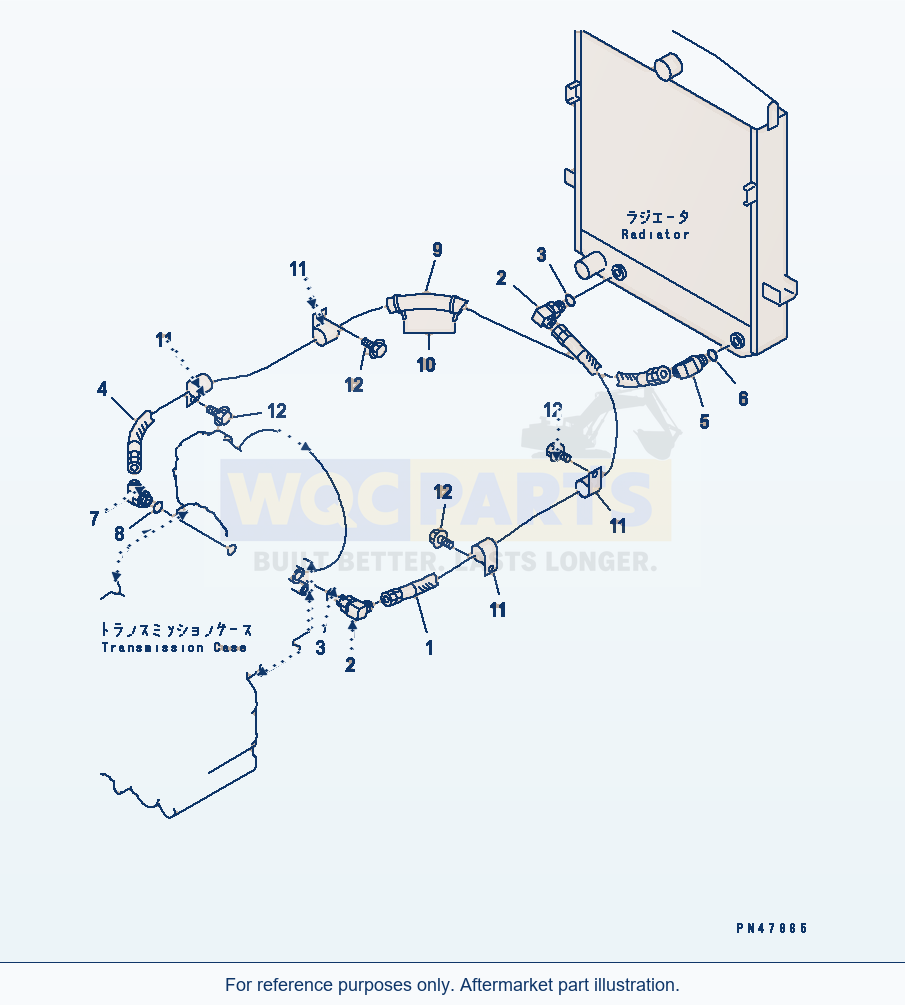 Komatsu WA250-3 Transmission Piping (Oil Cooler Line)(#50001-) parts diagram