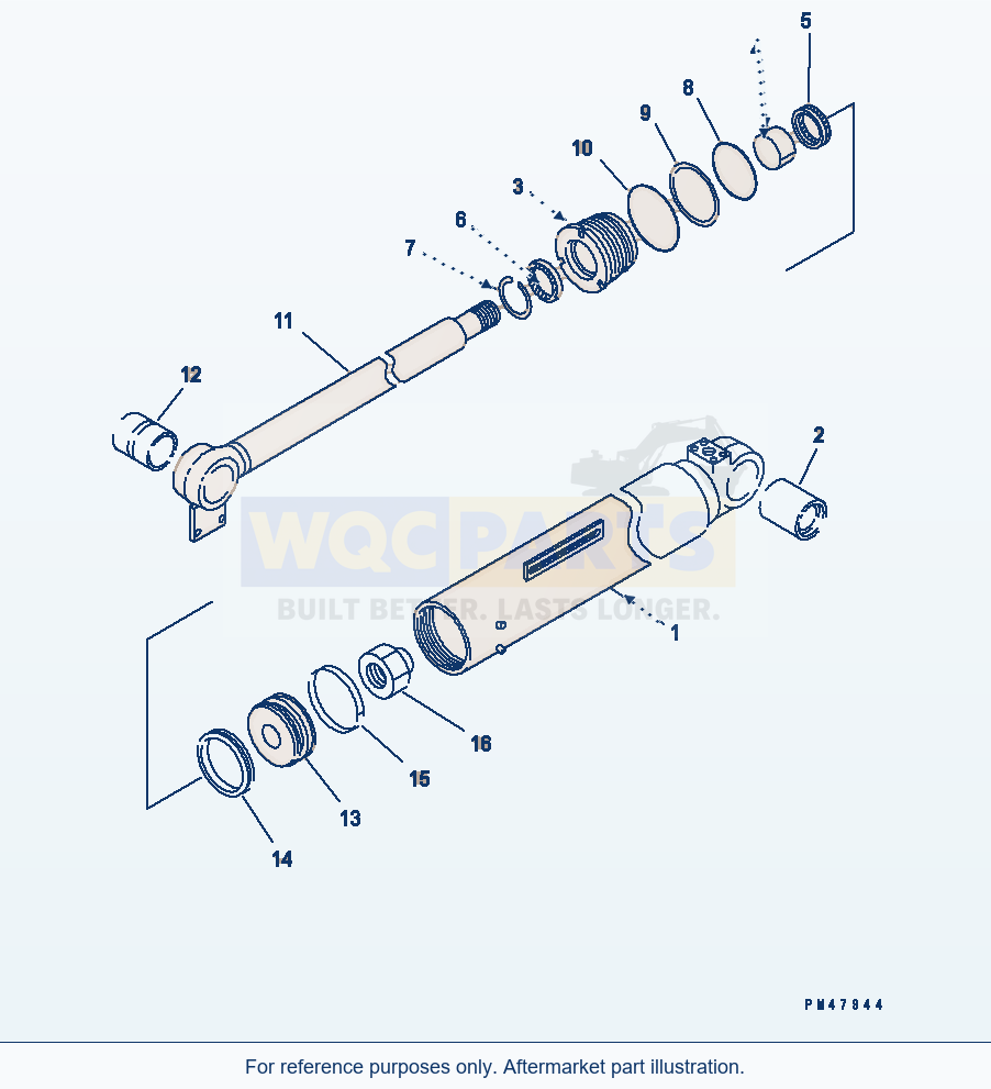 Komatsu WA250-3 Dump Cylinder Serial 53001-UP parts diagram