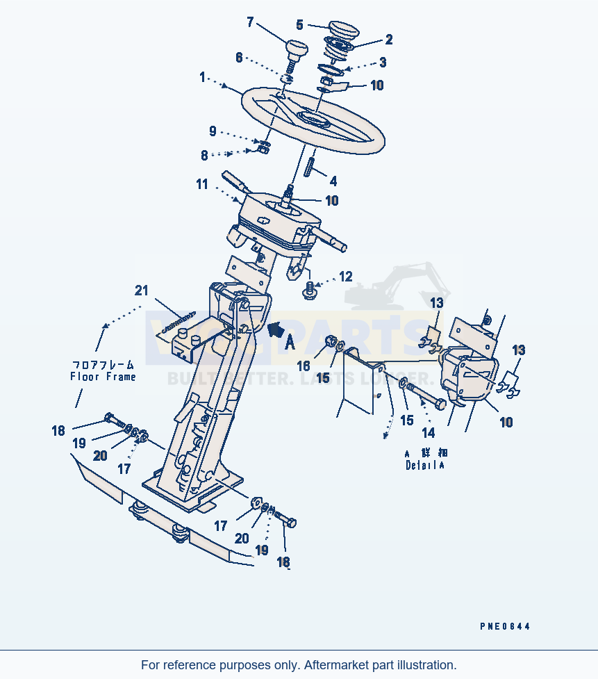 Komatsu WA250-3 Steering Wheel And Column(#50001-) parts diagram