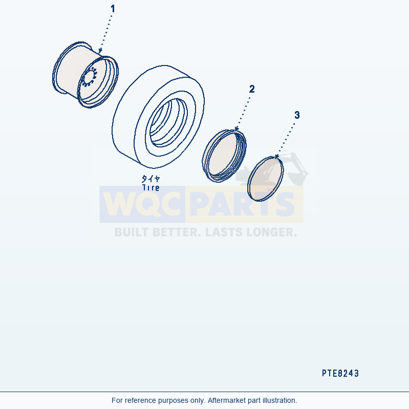 Komatsu WA250-3 Rim (For 20.5-25 Tubeless Tire) parts diagram