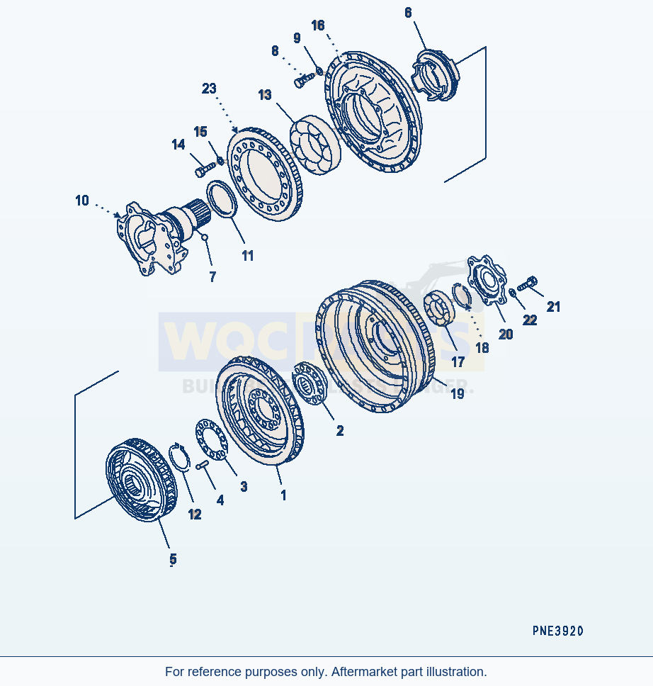Komatsu WA250-3 Torque Converter (With Emergency Steering) parts diagram